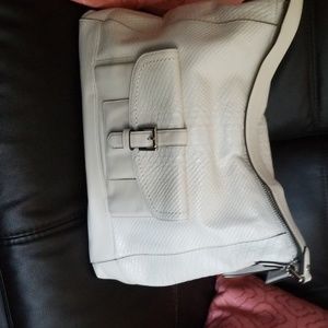 White leather coach purse